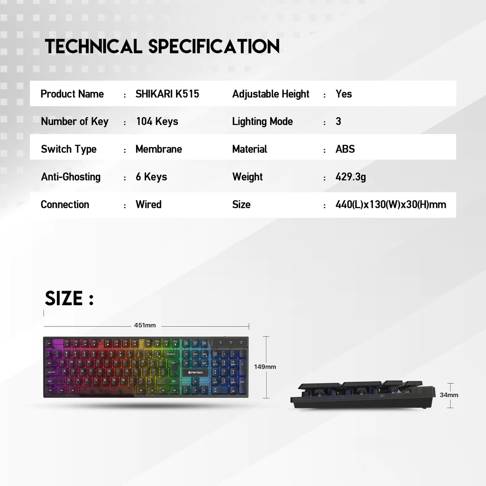 Fantech Shikari K515 RGB Membrane Gaming Keyboard Fantech Shikari K515 RGB Membrane Gaming Keyboard